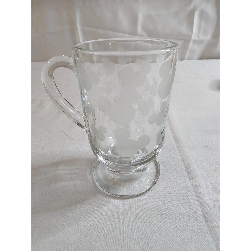 Disney Vintage Mickey Mouse Ears Head Silhouette Etched Frost Coffee Mug